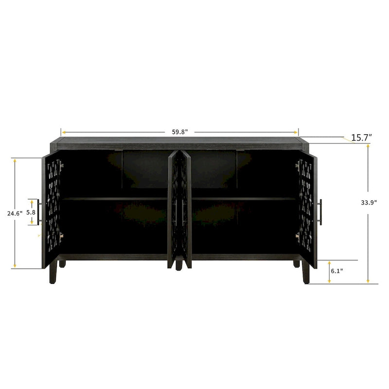 Buffet Vaisselier Creux Quatre Portes Meuble Ancien