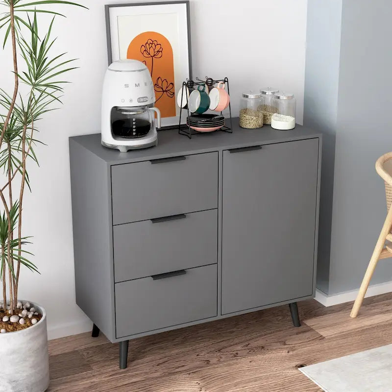 Meuble de rangement avec 3 tiroirs et étagère réglable, porte