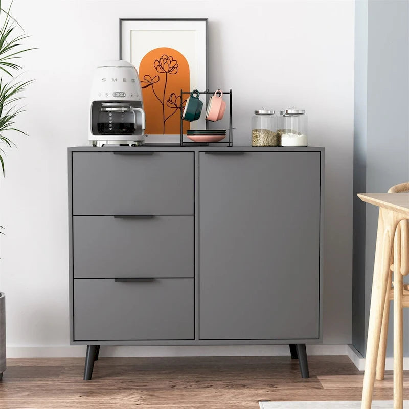 Meuble de rangement avec 3 tiroirs et étagère réglable, porte