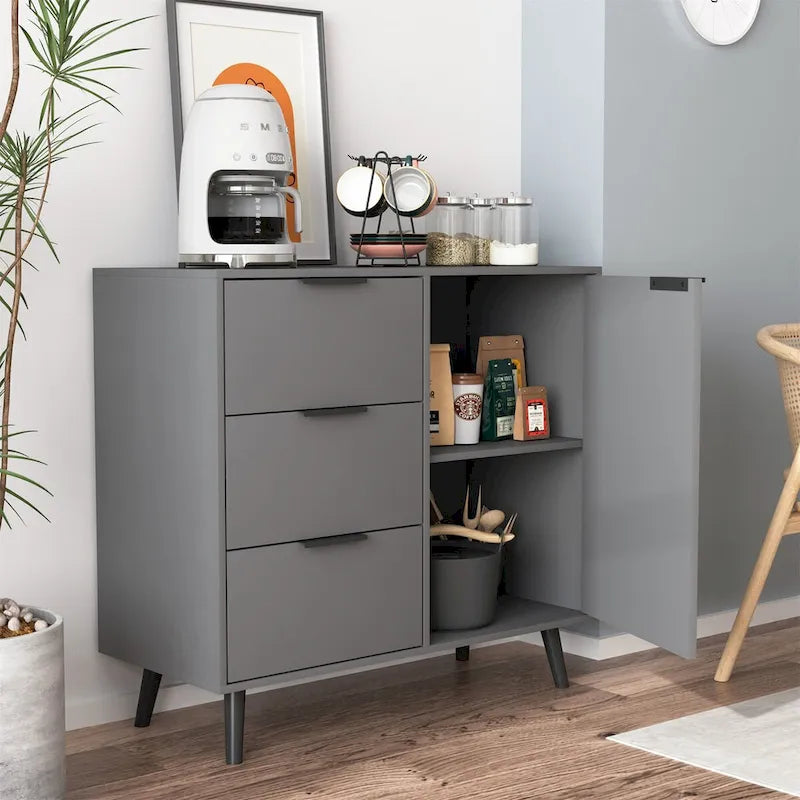 Meuble de rangement avec 3 tiroirs et étagère réglable, porte