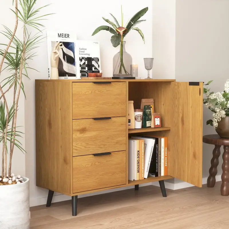 Meuble de rangement avec 3 tiroirs et étagère réglable, porte