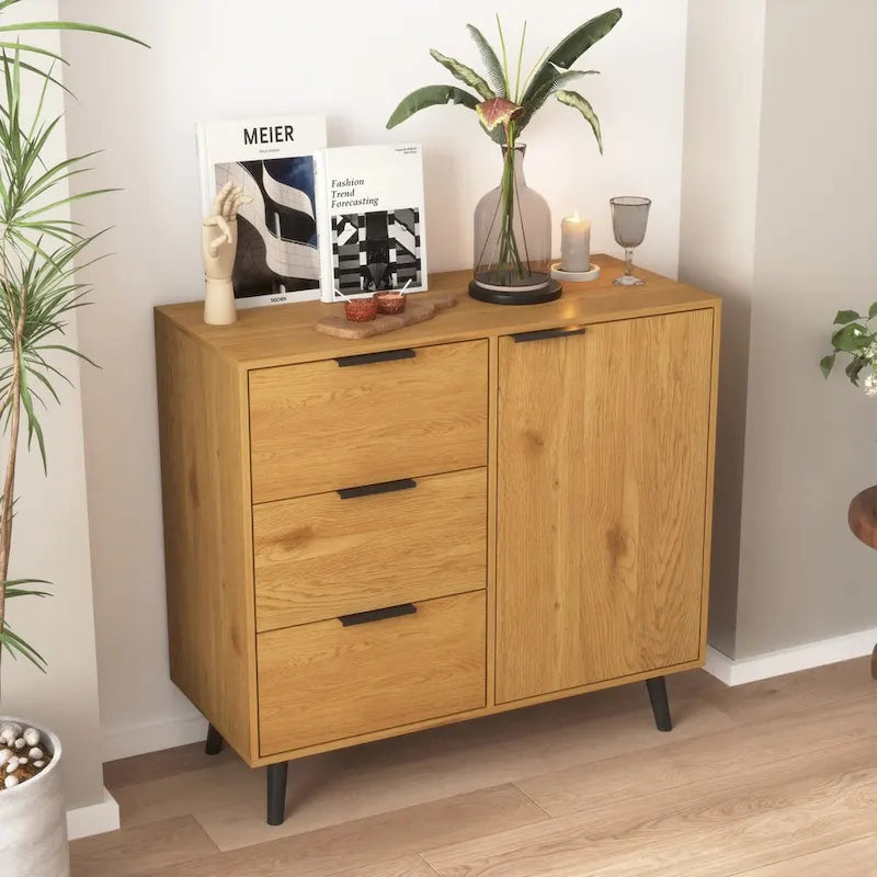 Meuble de rangement avec 3 tiroirs et étagère réglable, porte