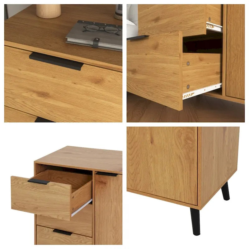 Meuble de rangement avec 3 tiroirs et étagère réglable, porte