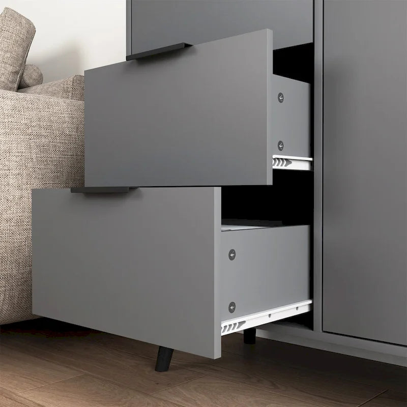 Meuble de rangement avec 3 tiroirs et étagère réglable, porte