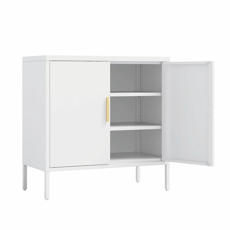 Armoire de rangement de garage en acier verrouillable avec 2 portes et 2 étagères réglables