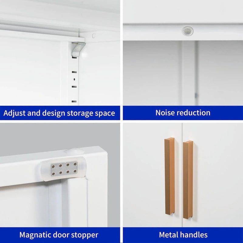 Armoire de rangement de garage en acier verrouillable avec 2 portes et 2 étagères réglables