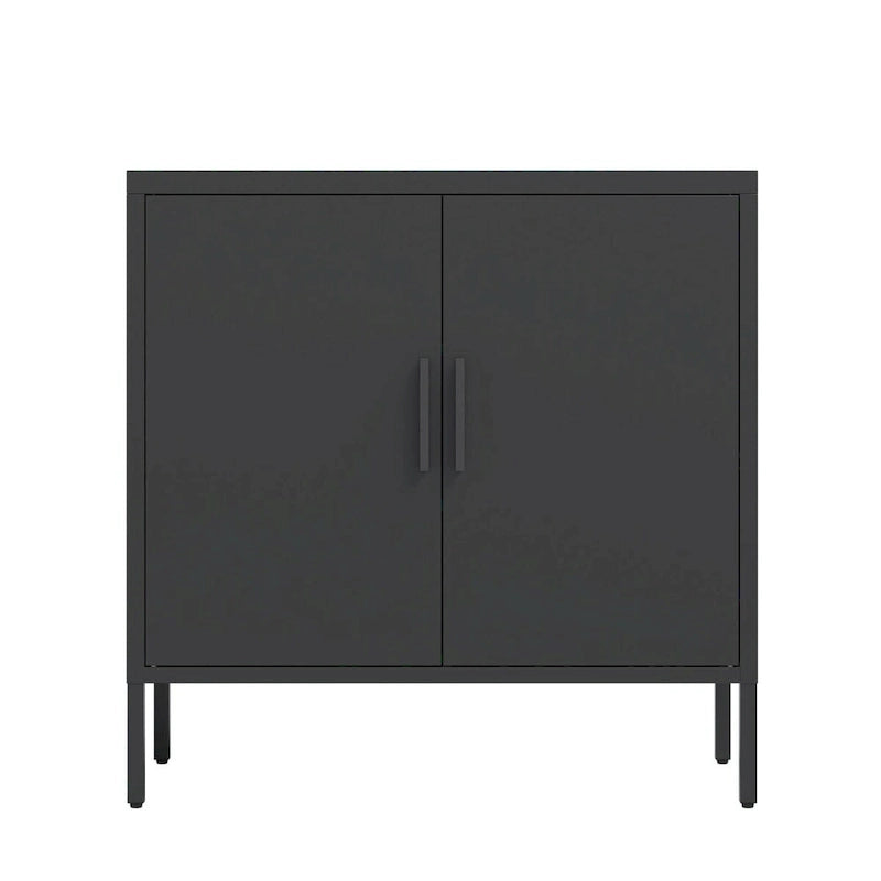 Armoire de rangement de garage en acier verrouillable avec 2 portes et 2 étagères réglables