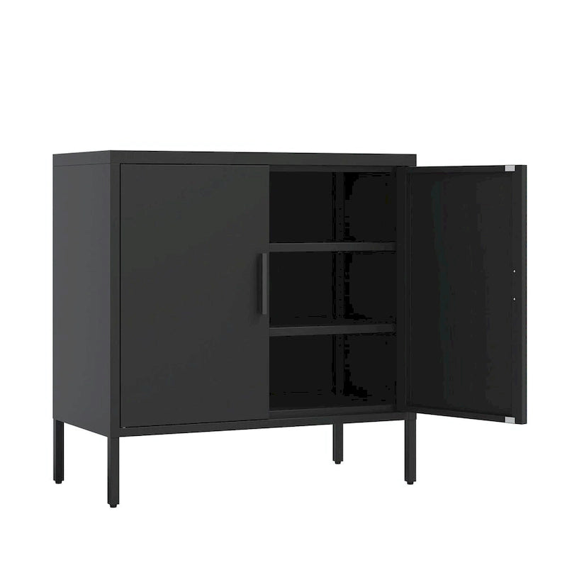 Armoire de rangement de garage en acier verrouillable avec 2 portes et 2 étagères réglables