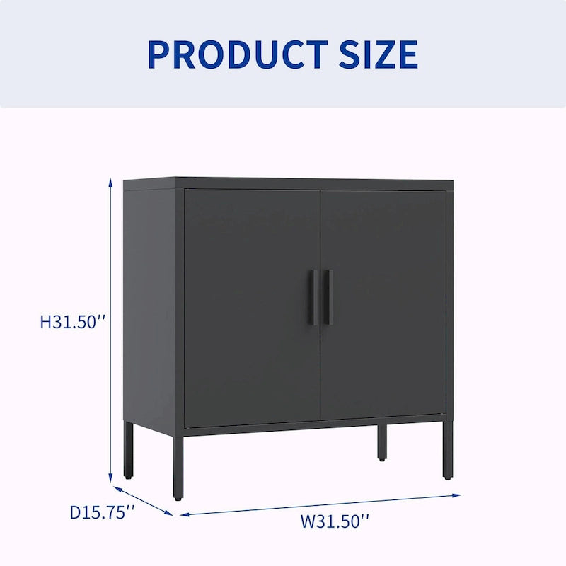 Armoire de rangement de garage en acier verrouillable avec 2 portes et 2 étagères réglables