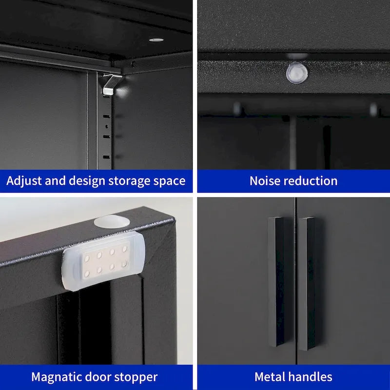 Armoire de rangement de garage en acier verrouillable avec 2 portes et 2 étagères réglables