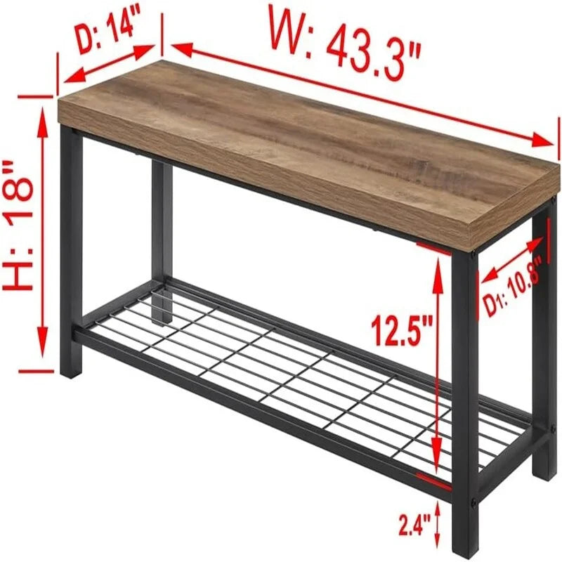 Banc d'entrée industriel – 35,5 P x 110 L x 45,7 H cm
