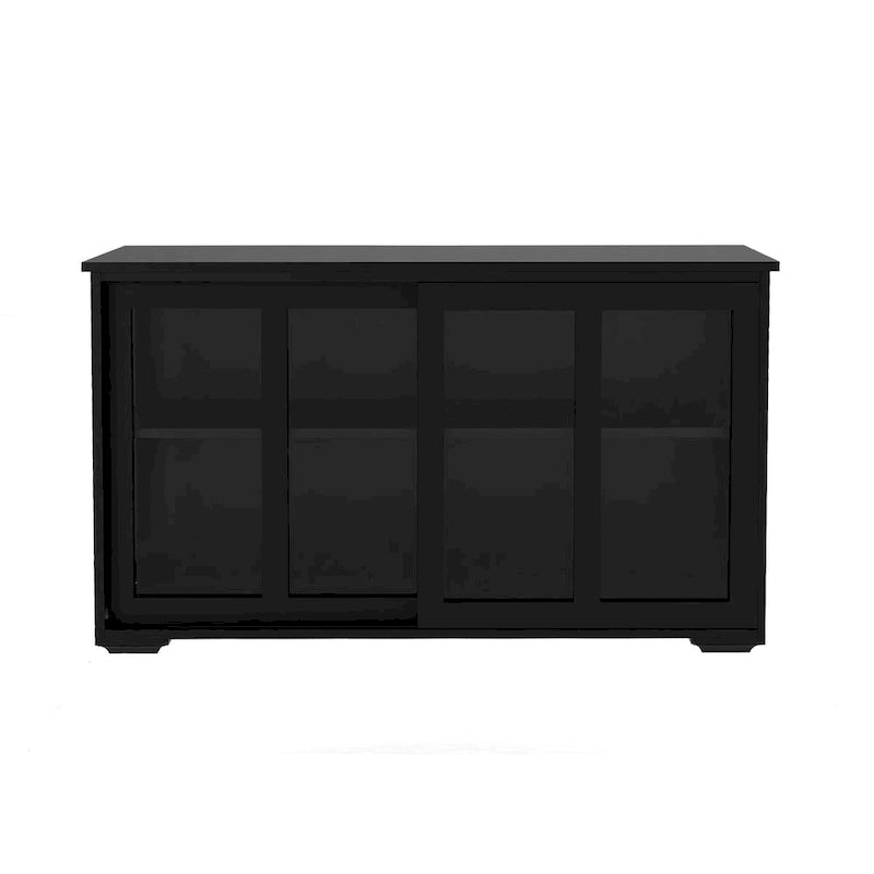 Meuble de rangement de cuisine avec porte vitrée - Noir