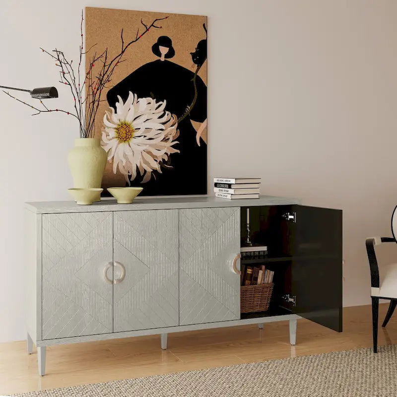 Armoire de rangement à 4 portes élégante et fonctionnelle
