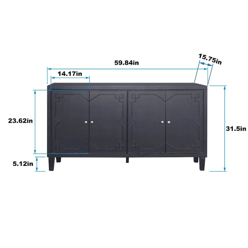 Armoire d'appoint 4 portes en bois buffet de rangement