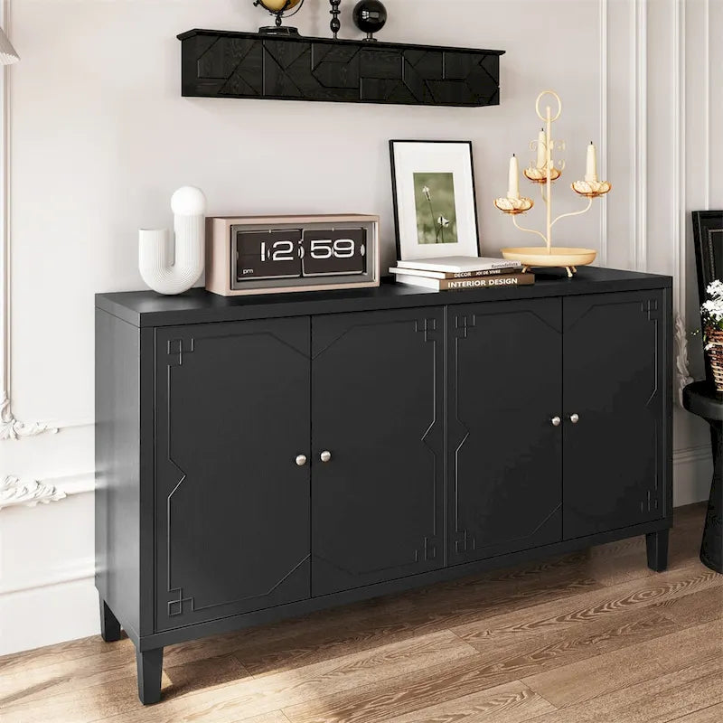 Armoire d'appoint 4 portes en bois buffet de rangement