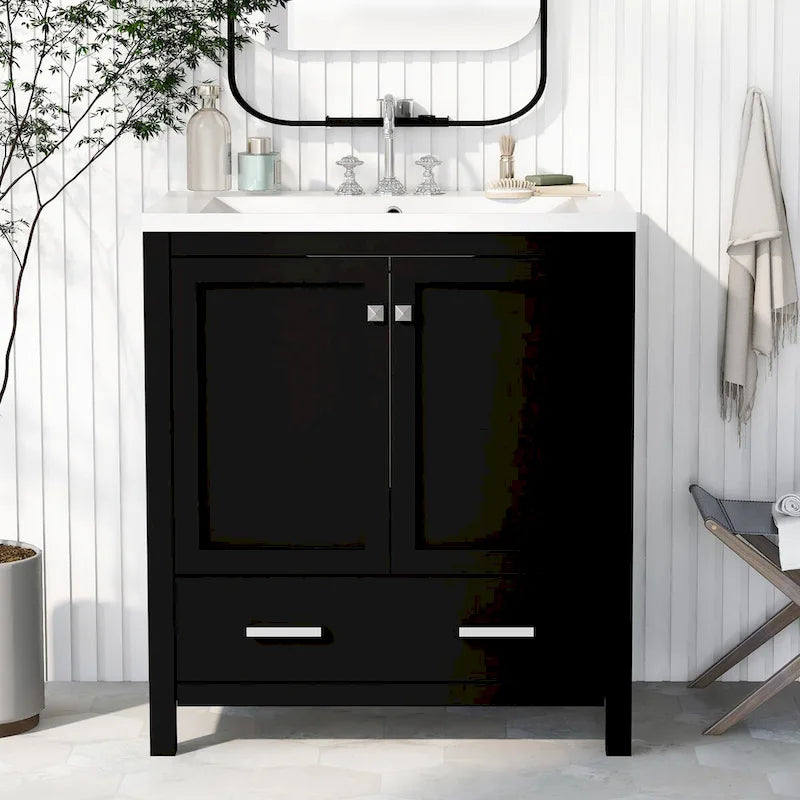 Meuble de rangement de salle de bain avec 2 portes et un tiroir
