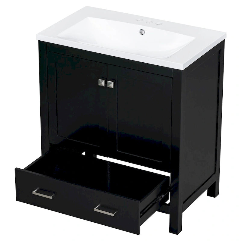 Meuble de rangement de salle de bain avec 2 portes et un tiroir