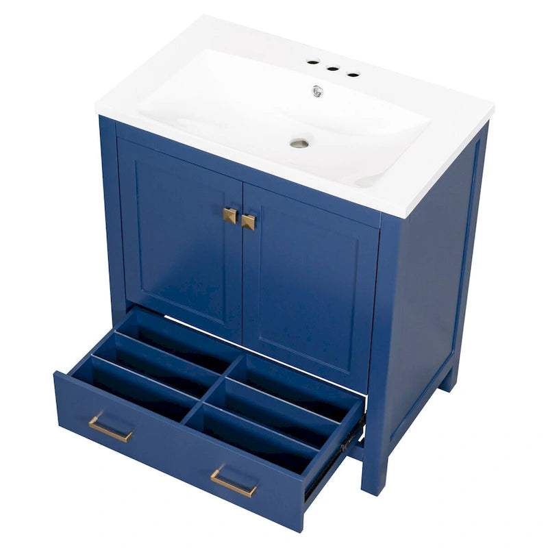 Meuble de rangement de salle de bain avec 2 portes et un tiroir