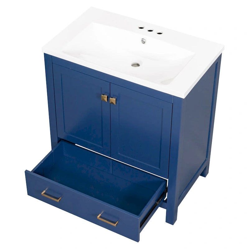 Meuble de rangement de salle de bain avec 2 portes et un tiroir