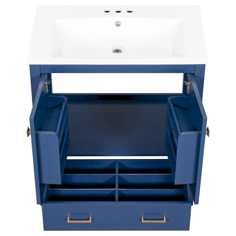 Meuble de rangement de salle de bain avec 2 portes et un tiroir