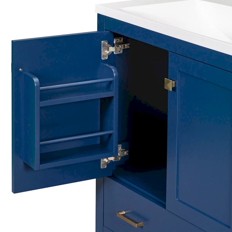 Meuble de rangement de salle de bain avec 2 portes et un tiroir