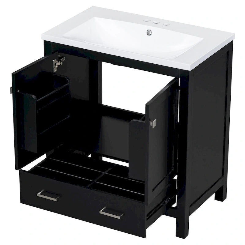 Meuble de rangement de salle de bain avec 2 portes et un tiroir