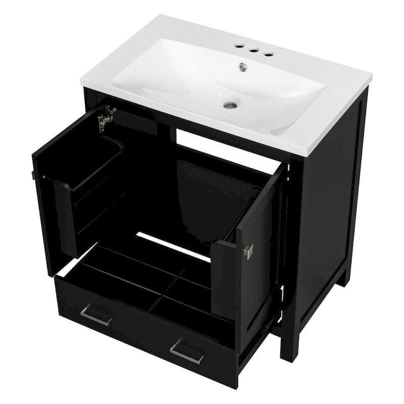 Meuble de rangement de salle de bain avec 2 portes et un tiroir