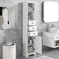 Meuble de salle de bain haut, armoire de rangement autoportante avec 3 tiroirs et étagère réglable