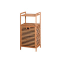 Panier à linge de salle de bain en bambou avec étagère à 2 niveaux 43,99 x 33,02 x 96,01 cm