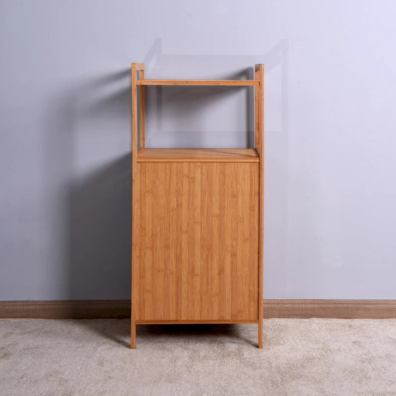 Panier à linge de salle de bain en bambou avec étagère à 2 niveaux 43,99 x 33,02 x 96,01 cm