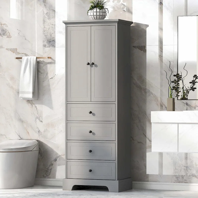 Armoire de rangement avec 2 portes et 4 tiroirs