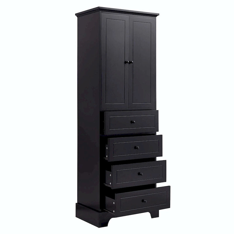 Armoire de rangement avec 2 portes et 4 tiroirs
