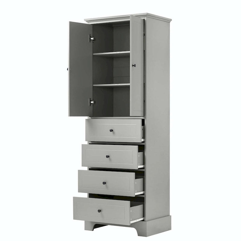 Armoire de rangement avec 2 portes et 4 tiroirs