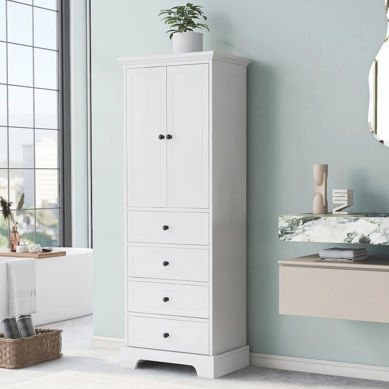 Armoire de rangement avec 2 portes et 4 tiroirs