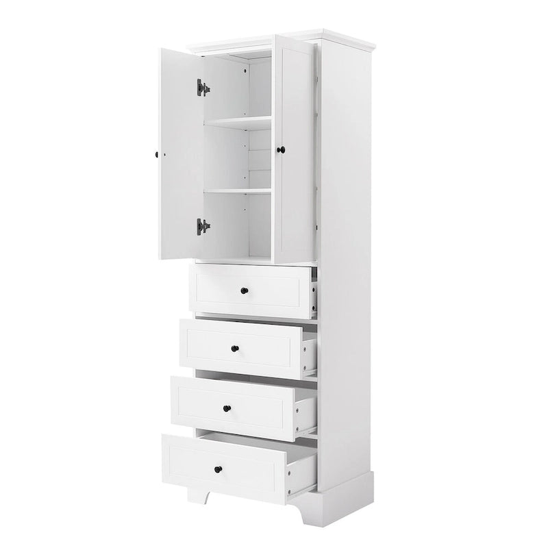 Armoire de rangement avec 2 portes et 4 tiroirs