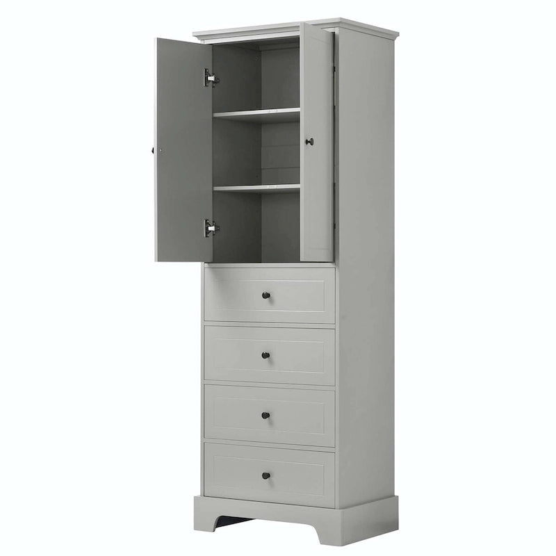Armoire de rangement avec 2 portes et 4 tiroirs