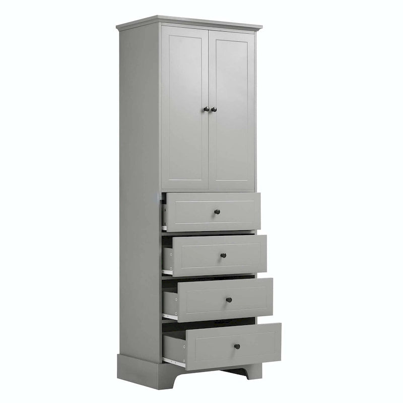 Armoire de rangement avec 2 portes et 4 tiroirs