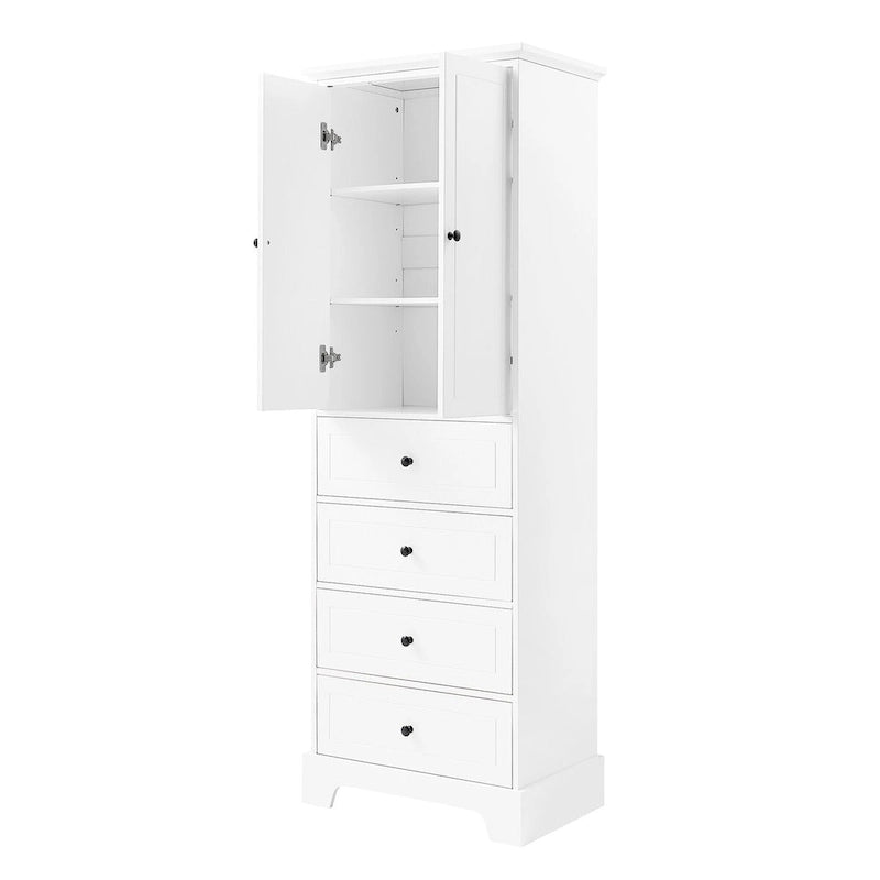 Armoire de rangement avec 2 portes et 4 tiroirs