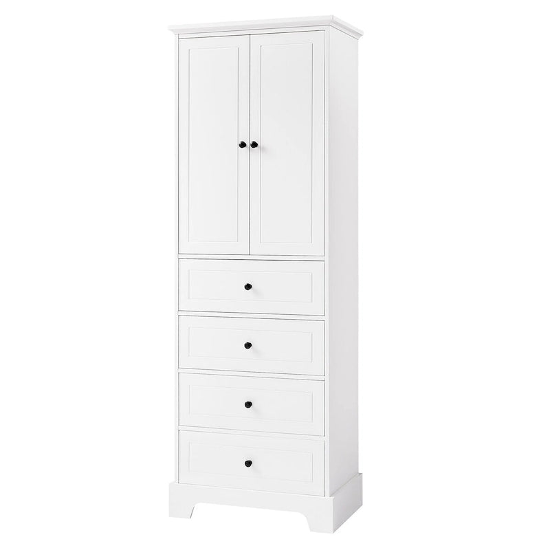 Armoire de rangement avec 2 portes et 4 tiroirs