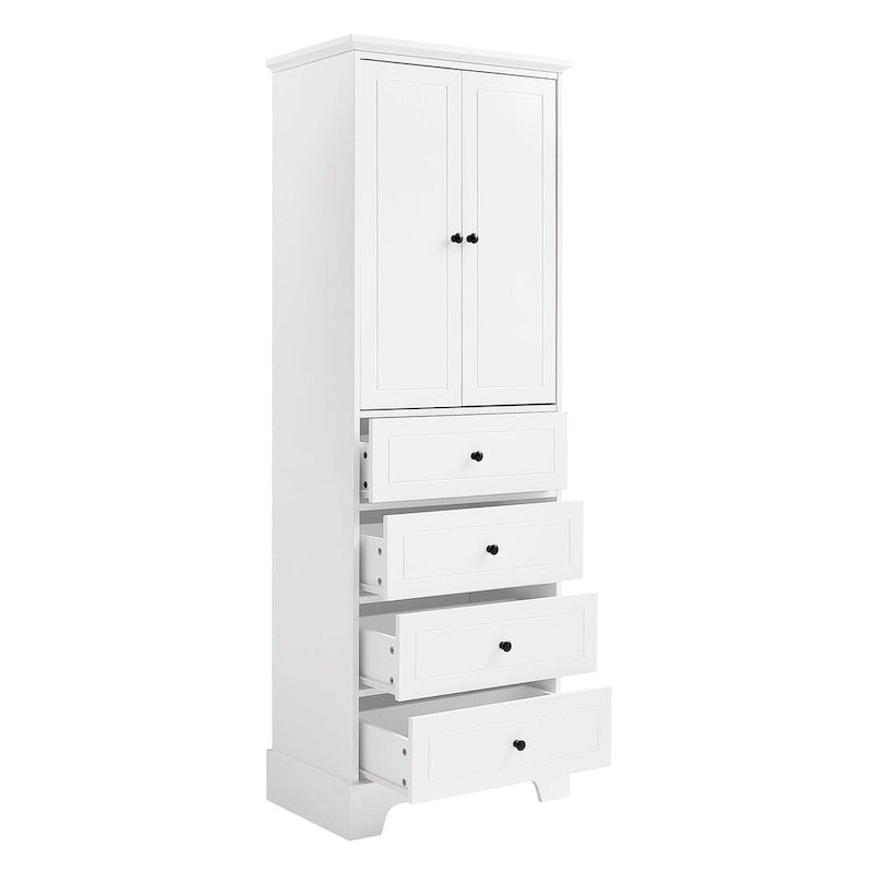 Armoire de rangement avec 2 portes et 4 tiroirs
