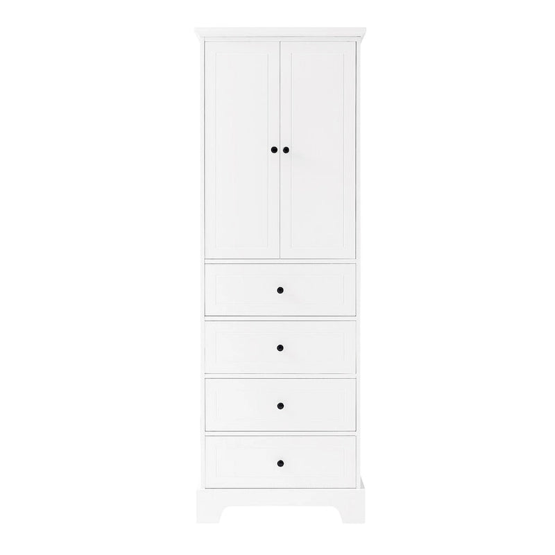 Armoire de rangement avec 2 portes et 4 tiroirs