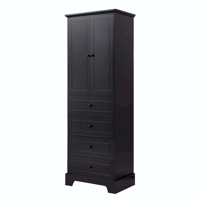 Armoire de rangement avec 2 portes et 4 tiroirs