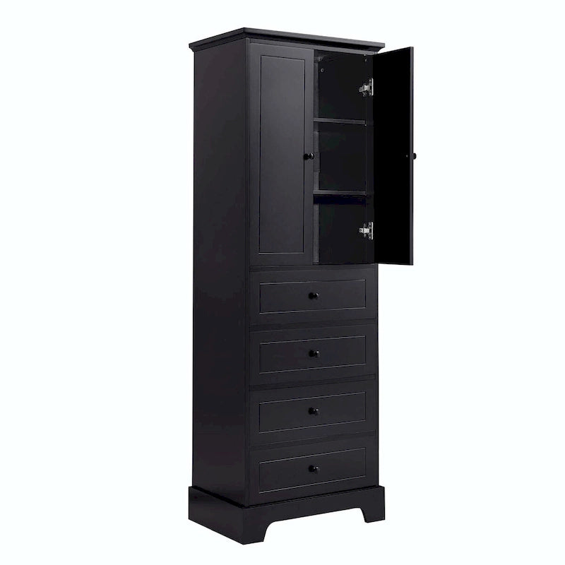 Armoire de rangement avec 2 portes et 4 tiroirs