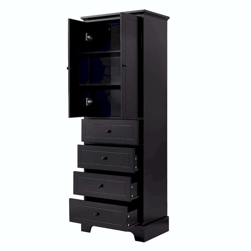 Armoire de rangement avec 2 portes et 4 tiroirs