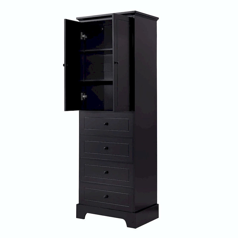 Armoire de rangement avec 2 portes et 4 tiroirs