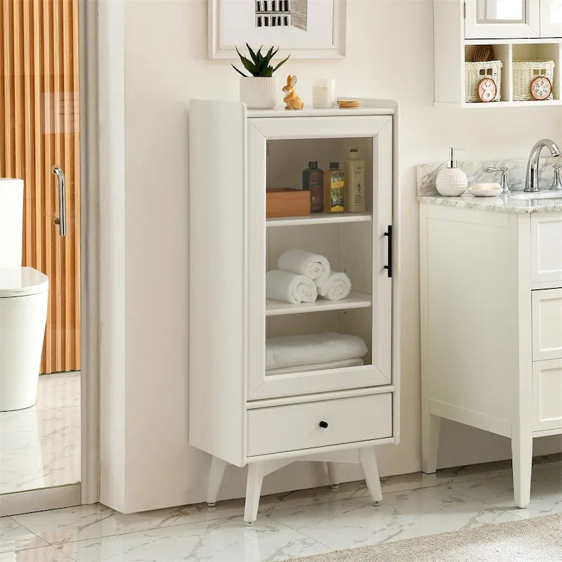 Meuble de rangement de salle de bain avec étagères réglables