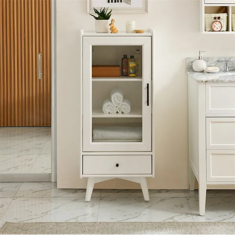 Meuble de rangement de salle de bain avec étagères réglables