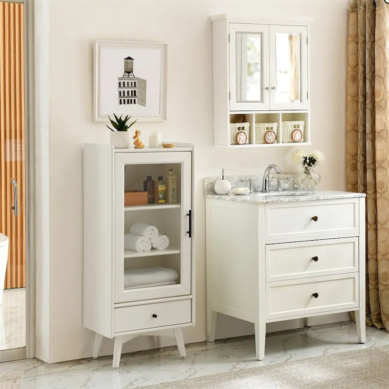Meuble de rangement de salle de bain avec étagères réglables