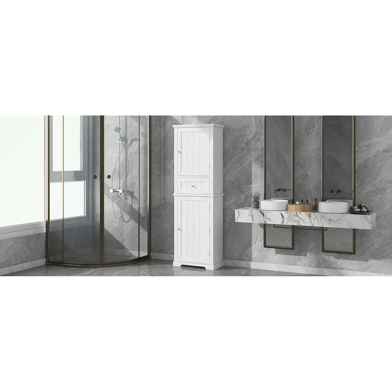 Meuble de Rangement de Salle de Bain avec Tiroir et Étagère Réglable