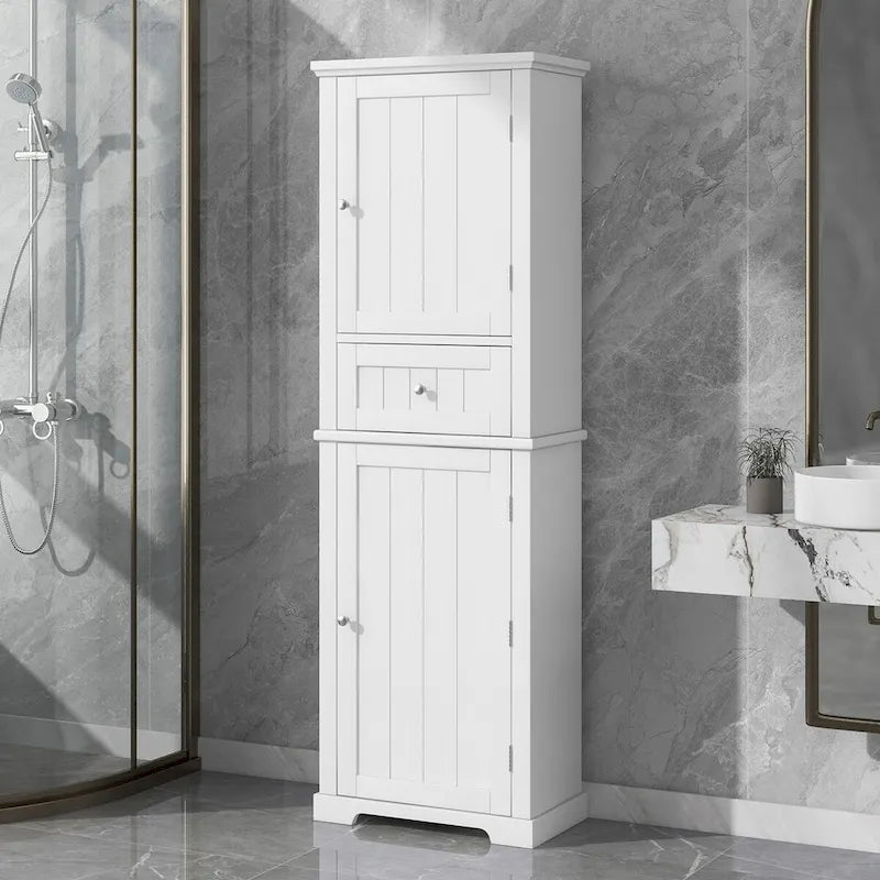 Meuble de Rangement de Salle de Bain avec Tiroir et Étagère Réglable